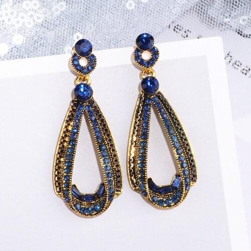 Vintage Boho Big Drop Earrings For Women Females Ethnic Crystal Long Dangle Earrings Brincos Statement Jewelry Accessories WX225
