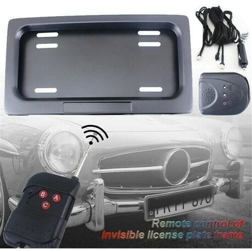 1/2pcs US Hide-Away License Plate Frame Electric Hidden License Plate Kit with Remote Control Frame for License Plate on a Car