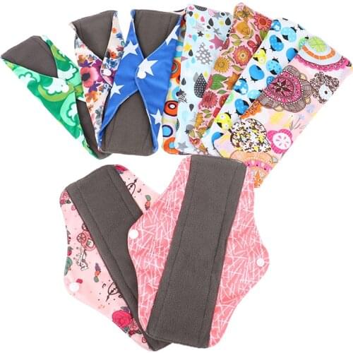 1PCS Washable Sanitary Towel Cloth Menstrual Pads Reusable Sanitary Pad Absorbent Charcoal Cloth Bamboo Menstrual Pads