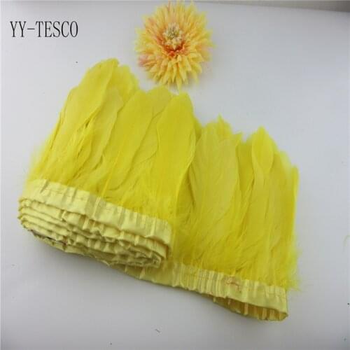 10 yards yellow Goose Feather Trims Dyed Goose Feather Ribbons 15-20cm Duck Feather Fringes for Carnival Ornaments decoration