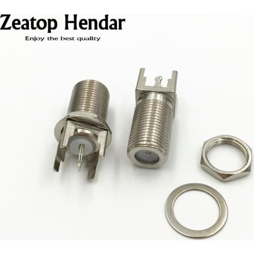 100Pcs Brass F Thru Hole Female Jack to 4 Legged PCB Mount Solder Post Straight RF Coaxial Adapter Connector