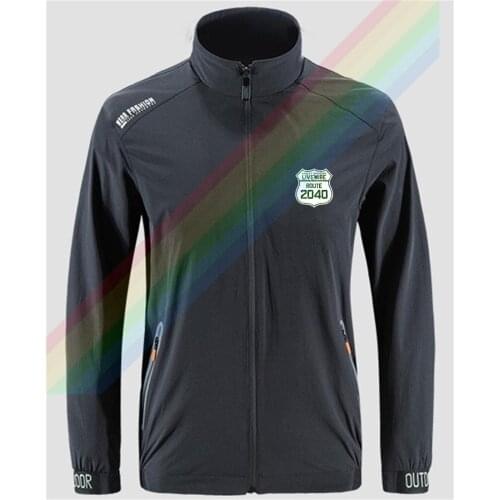 2021 Popular Route 66 Green Logo Slim Sport Jacket Mens Outdoor Zippered Comfortable Soft Jacket Mens Casual Front Printing