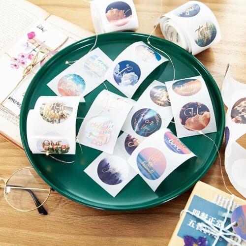 5CM*3M Gift Sealing Bronzing Round Label Stickers Aesthetic Bullet Journaling Accessories Die-cut Hand Account Tape Stationery