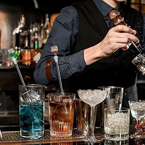 Acrylic Cocktail Stirrer Sturdy Cocktail Swizzle Stirrer Clear Swizzle Sticks Cocktail Colorful Cocktail Drink Stirrer