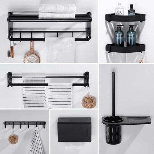 Bathroom space aluminum hardware pendant towel rack tissue box set of six bathroom pendant accessories