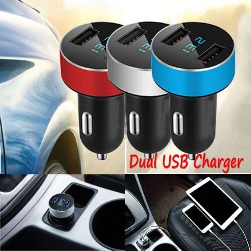 Car Charger Dual USB QC 3.0 Adapter Cigarette Lighter LED Voltmeter Universal Mobile Phone Charger Auto Accessories For All Type