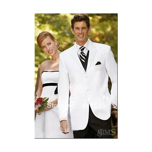 FREE shipping!top sell White Groom Tuxedos Notch Lapel Groom/men Men Wedding groom wear dress/custom made cheap man for suits