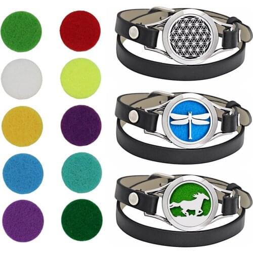 Wrap Bracelet Locket Perfume Aromatherapy Stainless Steel Jewelry Adjustable Essential Oil Diffuser Bangle For Women 25mm Gift