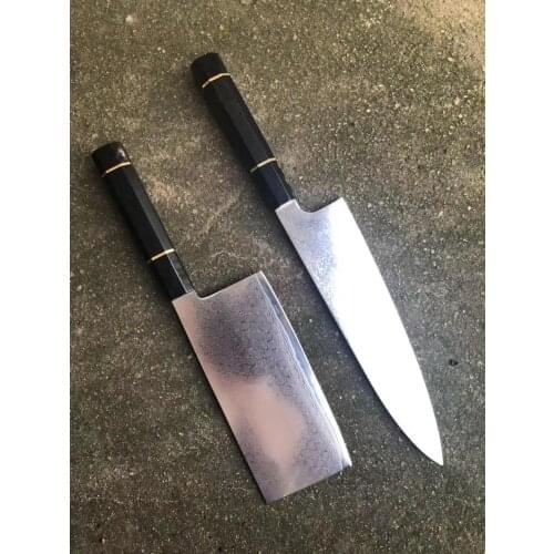 Couteau de chef en acier damas, couteau de cuisine japonais santoku VG10 couteau à trancher tranchant en ébène octogone et manch