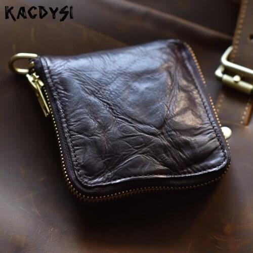 Designer Luxury Genuine Leather Short Men Man Wallet Fold Retro Money Pocket Zipper Natural Cowskin Leather Money Clips Carteira