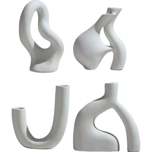 4pcs Elegant Ceramic Vase Simplest Decorative Studio Bookcase Decoration