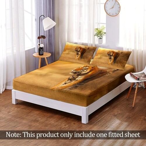 Custom 3D Print Tiger Monkey Jungle Wild Animals Fitted Sheet Home Bedroom Decor 1pc Elastic Band Bed Sheet Queen King Size