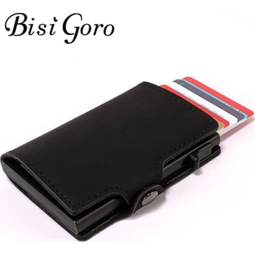 BISI GORO 2019 New Style Unisex Aluminum ID Credit Card Holder With RFID Vintage Anti Protect Blocking Wallet Travel Metal Case
