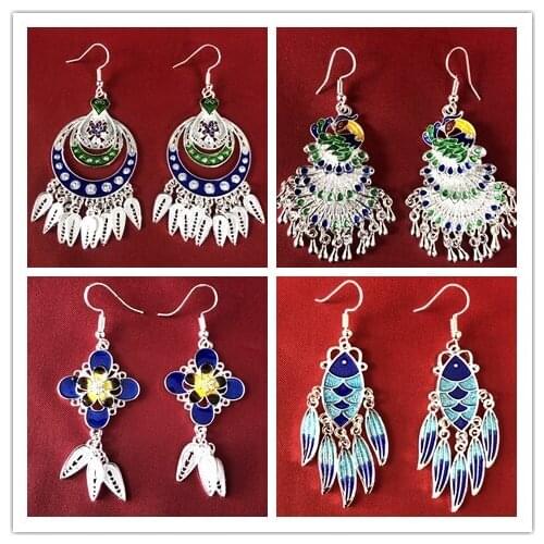 LosoDo Earrings fashion jewelry Chinese ethnic style classic Earring jewelry Miao silver for women personality versatile Earring
