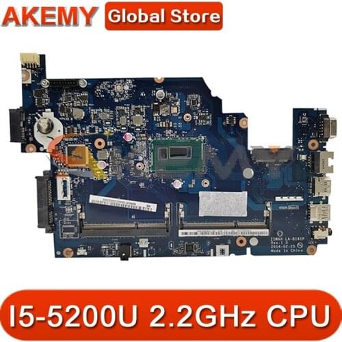 Z5WAH LA-B161P E5-571G Mainboard For Acer Aspire E5-531 E5-571 Laptop Motherboard With SR23Y I5-5200U 2.2GHz CPU DDR3 100% Test