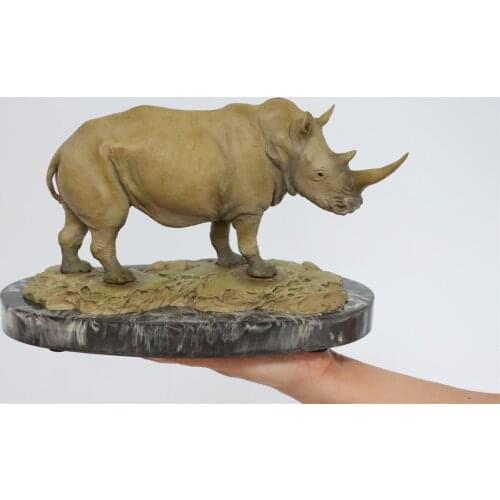 MM x Paleocraft 1/15 African White Rhino With Base Statue Rhinoceros Animal Model Collection Education Model Fingure Collector