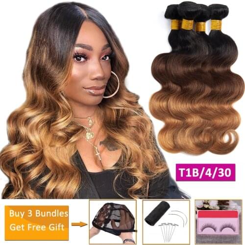 T1B/4/30 blonde ombre human hair bundle deals body wave bundles non-remy hair extensions Peruvian Brazilian hair weave bundles