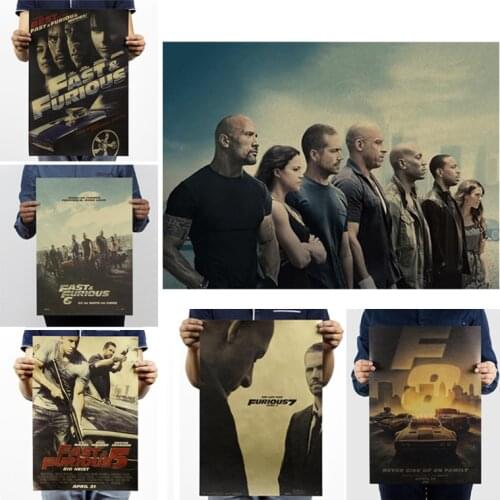 Nostalgic Hollywood movies poster Fast-Furious retro kraft paper home decor painting 51x36cm