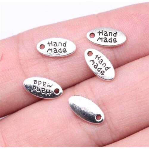 WYSIWYG 40pcs Charms 11x6mm Hand Made Charms For Jewelry Making DIY Jewelry Findings Antique Silver Color Alloy Charms Pendant