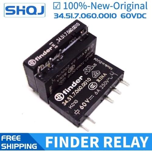 Finder relay 34.51.7.060.0010 60VDC 6A Brand new and original