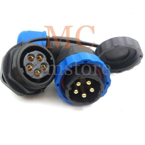 SD20 elbow waterproof 5 pin connector, panel mount connector, LED power cable plug and socket 5wires, IP68 bulkhead connector