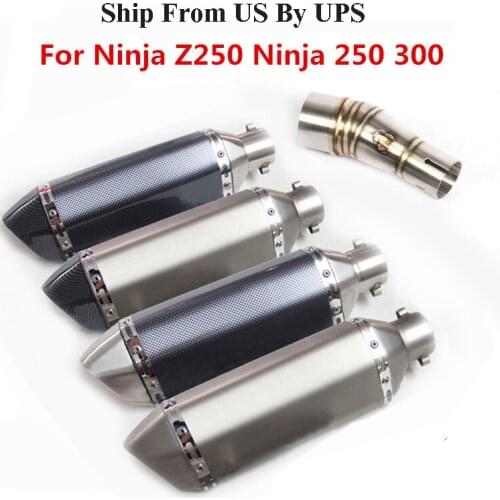 Slip-on Exhaust Tip Muffler Escape Tail Pipe Connect Tube Link Pipe for Kawasaki Ninja 300 Ninja 250 Z250 2013-2016