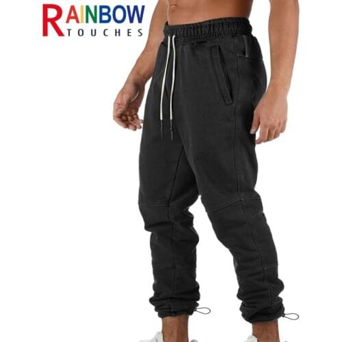 Rainbowtouches Sports Men Elastic Rope Leg Fitness Towel Large Pocket Breathable Slim Outdoors Pants Mens Superior Quality