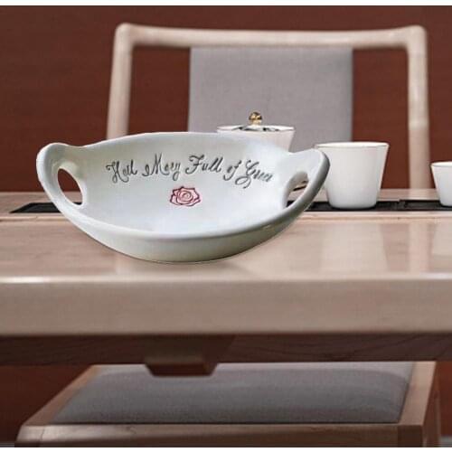 Stylish Resin Art Bowl Beautiful Decoration Bowl with Two Handle Home Decor Home decoration bowl