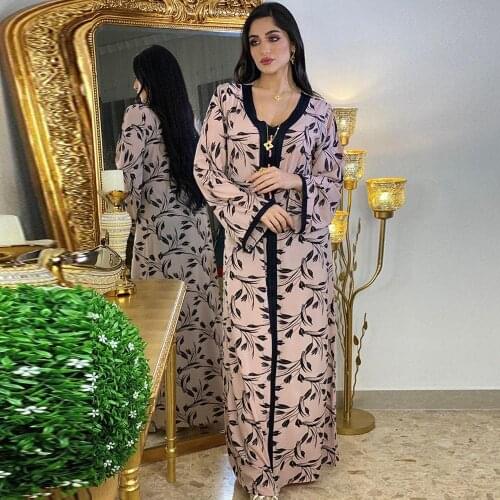 U-CN Eid Mubarak Abayas For Women Kaftan Abaya Dubai Turkey Arabic Muslim Hijab Dress Islam Vestidos Clothing Robe Longue Femme
