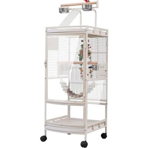Oversea Stock!!!rotating 4 Casters Parrot Bird Cage Transparent Cabinet Bird Nest Cockatiel Canary Love Bird Iron Wire Cage HWC