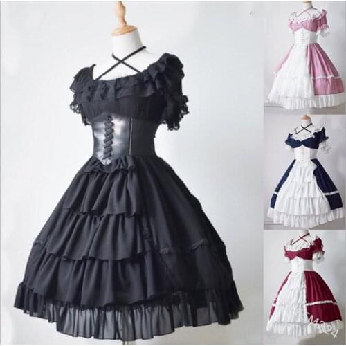 Girl Vintage Lace Ball Gown Medieval Dress Gothic corset waist Palace Princess Lolita Dresses Women Retro Party Clothes Cosplay