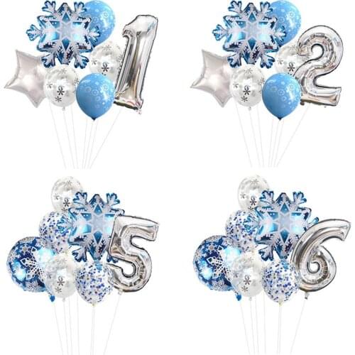 7pcs/set Snowflake Balloons 32inch Number Foil Balloon Christmas Party Decorations Kids Birthday Party Baby Shower Helium Globos