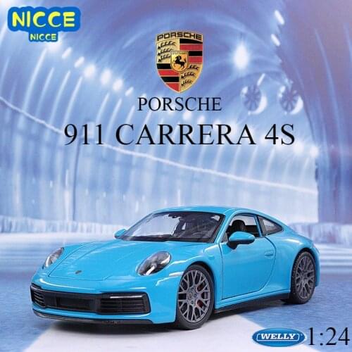 Welly Diecast 1:24 Car Porsche 911 Carrera 4S Simulator Metal Model Car Alloy Toy Car Sports Car For Children Gift Collection