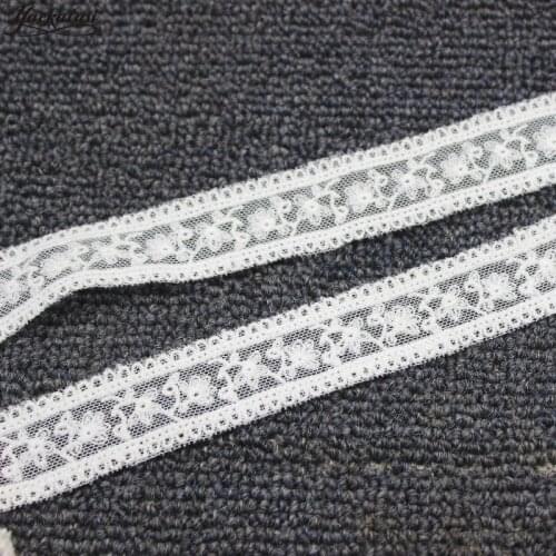 YACKALASI Cotton Lace Embroidered lace Applique Soft Tulle Lace Fabrics Scalloped Sewing Apparel Trims Ribbon 2.2CM