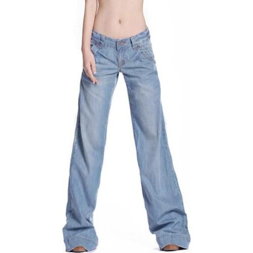 Womens Pants High Quality Wide Leg Jeans Ladies Fashion Full Length Big Straight Denim trousers Boot Cut Pants casual pants