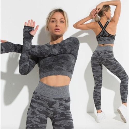 Women Yoga Set Workout Shirts Sport Pants Bra Gym Clothing Short Crop Top High Waist Running Leggings Sports Set