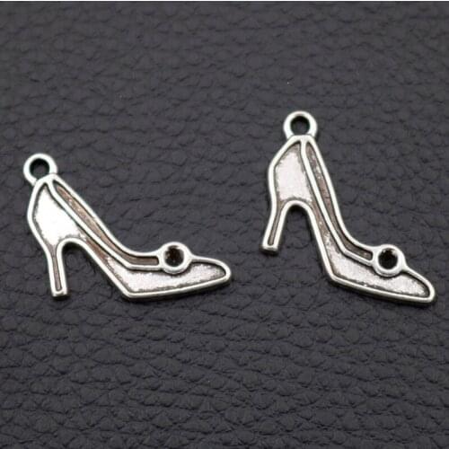10pcs High Heels Shoes Charms 18*27mm Silver Plated Pendant Retro Jewelry Making DIY Handmade Craft For Bracelet Necklace A1995