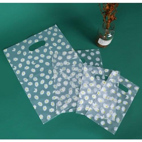 100Pcs Daisy Flowers Gift Bag DIY Baking OPP Bags Cookie Candy Food Bag Jewllery Hair Pin Cute Packaging Bag