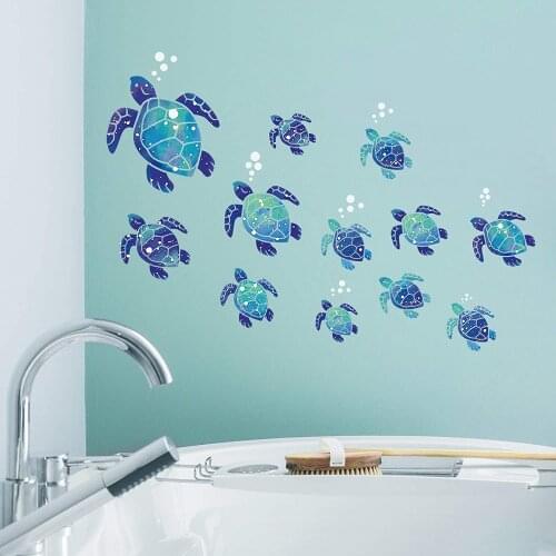 12pcs Sea Turtle Wall Stickers Vinyl Underwater Ocean Waterproof Wall Decals Home Bedroom Decoration Diy Accessories #W5