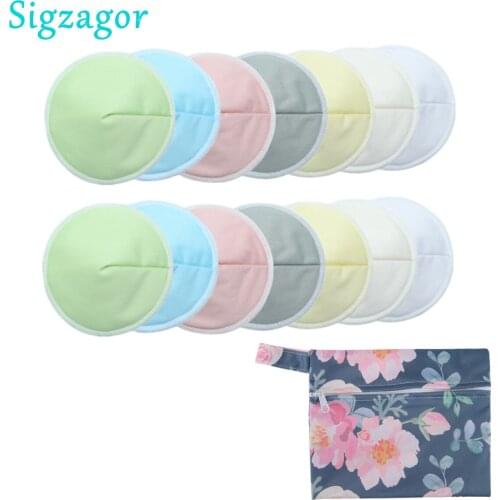 14 Nursing Breastfeeding Pads Bamboo Waterproof Reusable Washable 1 Free Bag
