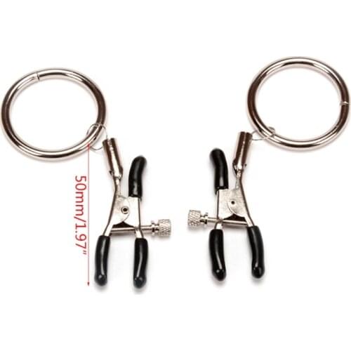2pcs Metal Nipple Clamps Clips with Ring BDSM Slave Games Sex Toys Adult for Women Couples