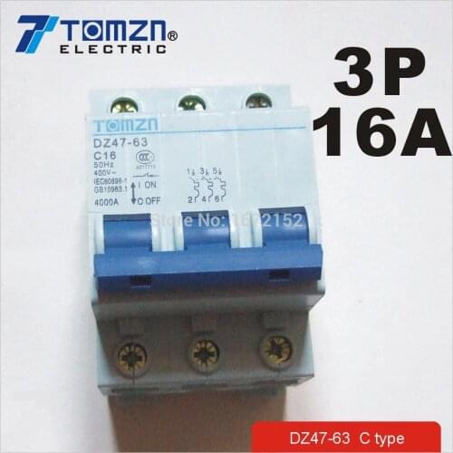 3P 16A 400V~ 50HZ/60HZ Circuit breaker MCB C TYPE