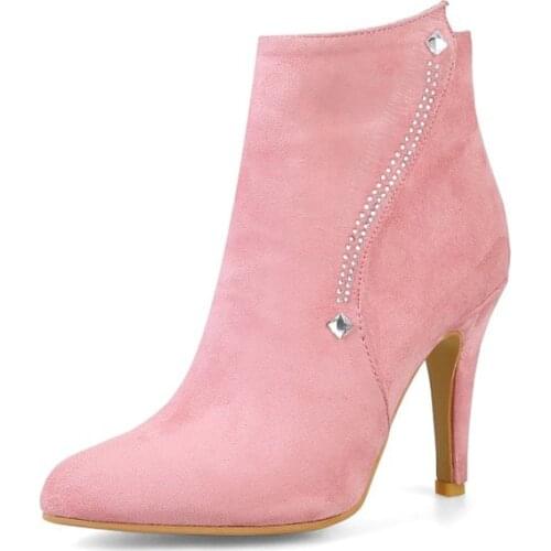 Big Size 9 10 11-17 boots women shoes ankle boots for women ladies boots shoes woman winter Solid color tapered heel