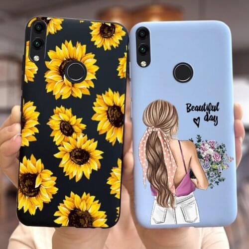 Honor 8C Case Cute Sunflowers Butterfly Soft Silicone Fundas Cover For Huawei Honor 8C 8 C Honor8C Phone Cases Shockproof Bumper
