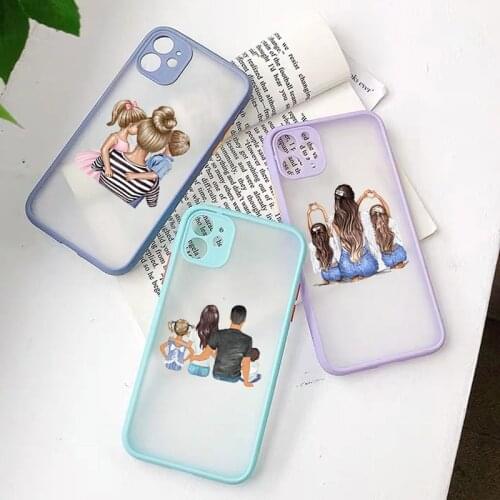 Super Mom Phone Case For iPhone XR 12 11 Pro Max X XS Max SE20 6 7 8Plus Fashion Baby Girl Hard PC Family Cover Clear Matte Bag