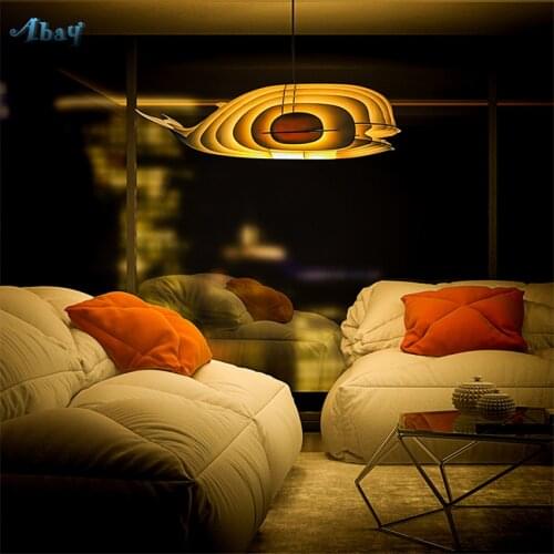 Nordic Retro Whale Wood Pendant Lights Art Living Room Restaurant Dining Room Fish Hander Hanging Lamps Decorative Fixtures