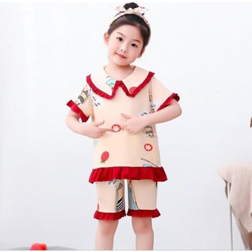 Children Short Sleeve cotton sleepwear Baby kids Pajamas Set summer Girl Cartoon pyjamas girls cute home clothing girl nightwear
