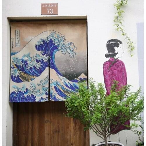 Japanese Wave Style Door Curtain Partition Curtain Feng Shui Half Curtain Restaurant Porch Kitchen Half Curtain Noren