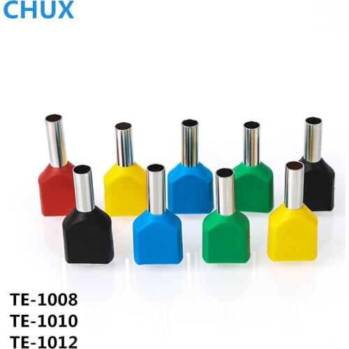 Electrical Insulating Insulated Terminal TE-1008 TE1010 TE1012 Cold Pressed end double line tube shaped 1000PCS Wire Connector