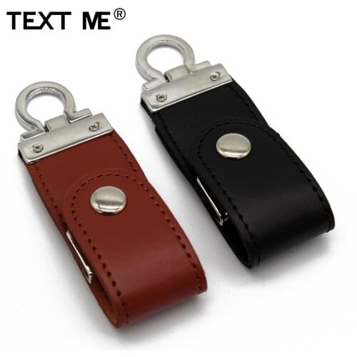 TEXT ME pendrive brown black leather with key chain style usb flash drive usb 2.0 4GB 8GB 16GB 32GB 64GB usb stick